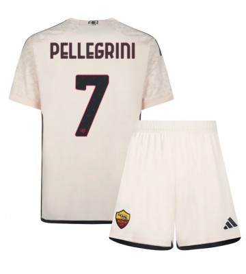Maillot de foot AS Roma Lorenzo Pellegrini #7 Extérieur enfant 2023-24 Manches Courte (+ pantalon court)